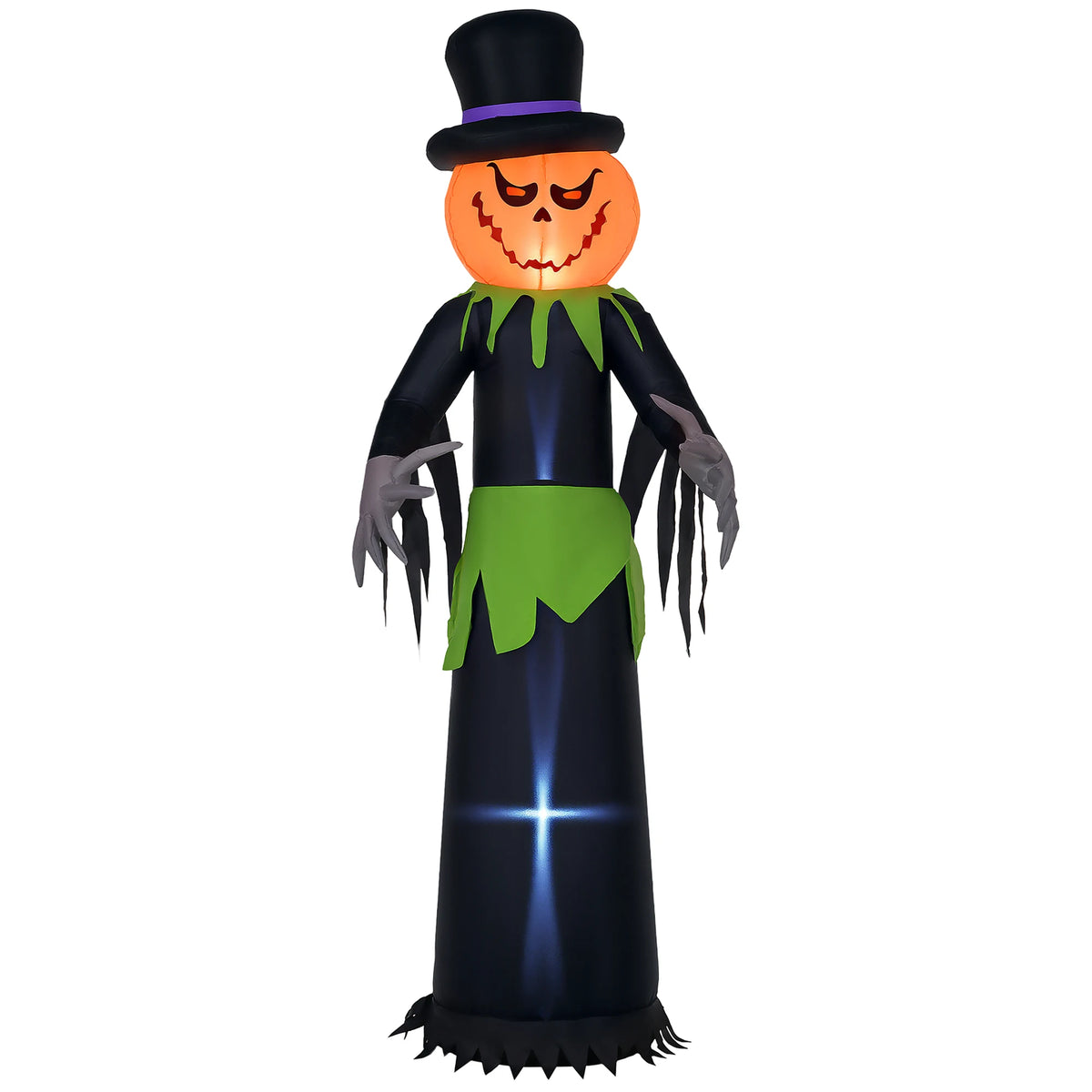 8ft Inflatable Halloween Pumpkin Ghost in a Hat with LED Lights