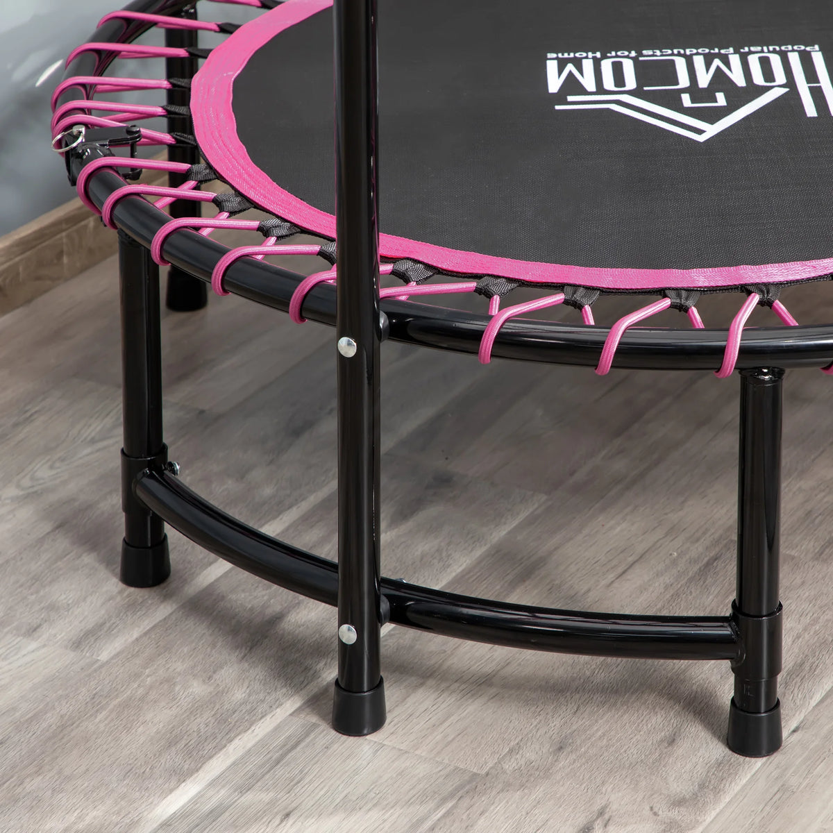 Foldable Trampoline, Silent Bouncer Jumper with Adjustable Handle - Pink