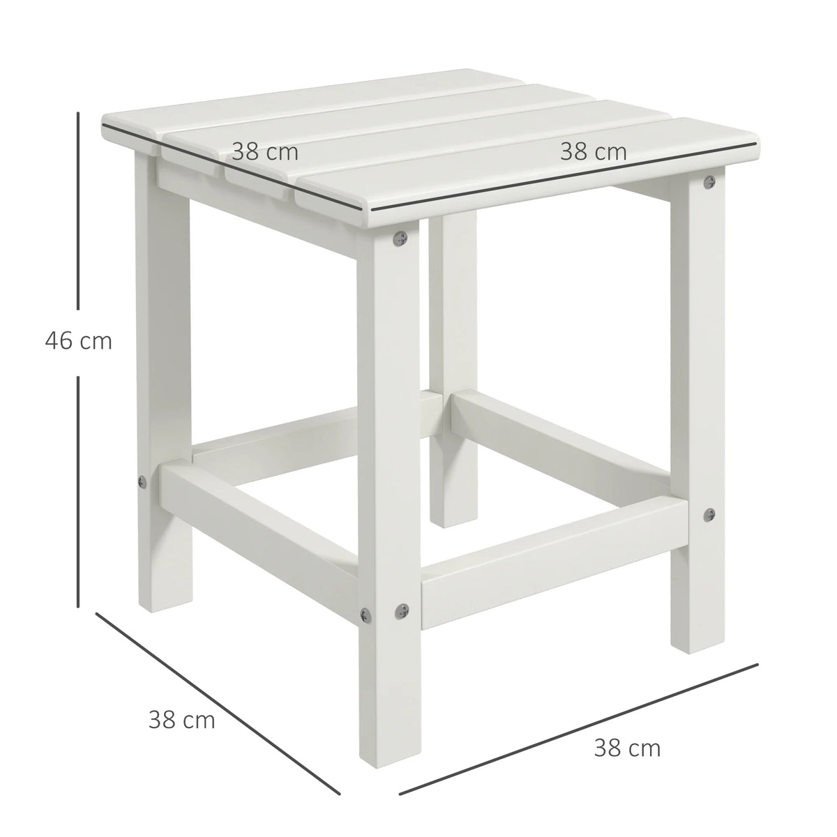 Adirondack-Style Square Garden Side Table, HDPE, White