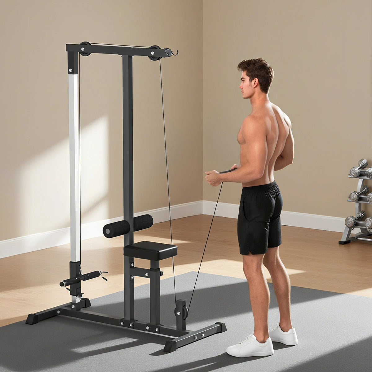 Exercise Pulldown Machine, Dip Station Power Tower Stand Adjustable Positions