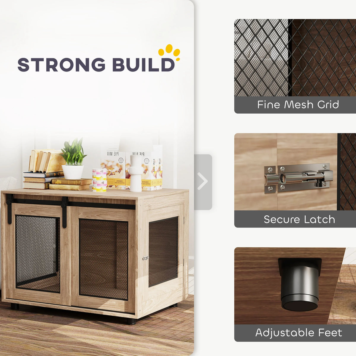 Dog Crate Furniture with Sliding Door, Walnut Brown