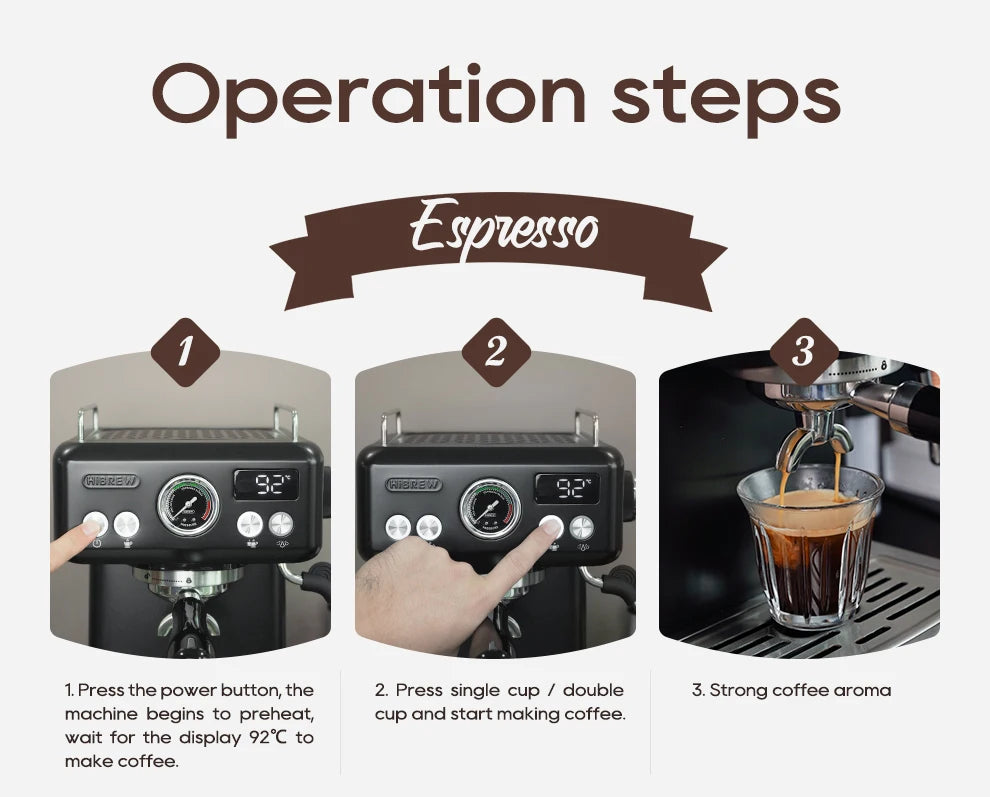 Espresso Coffee Machine with 58mm Portafilter Adjustable Temperature Pre Brewing Cappuccino Maker