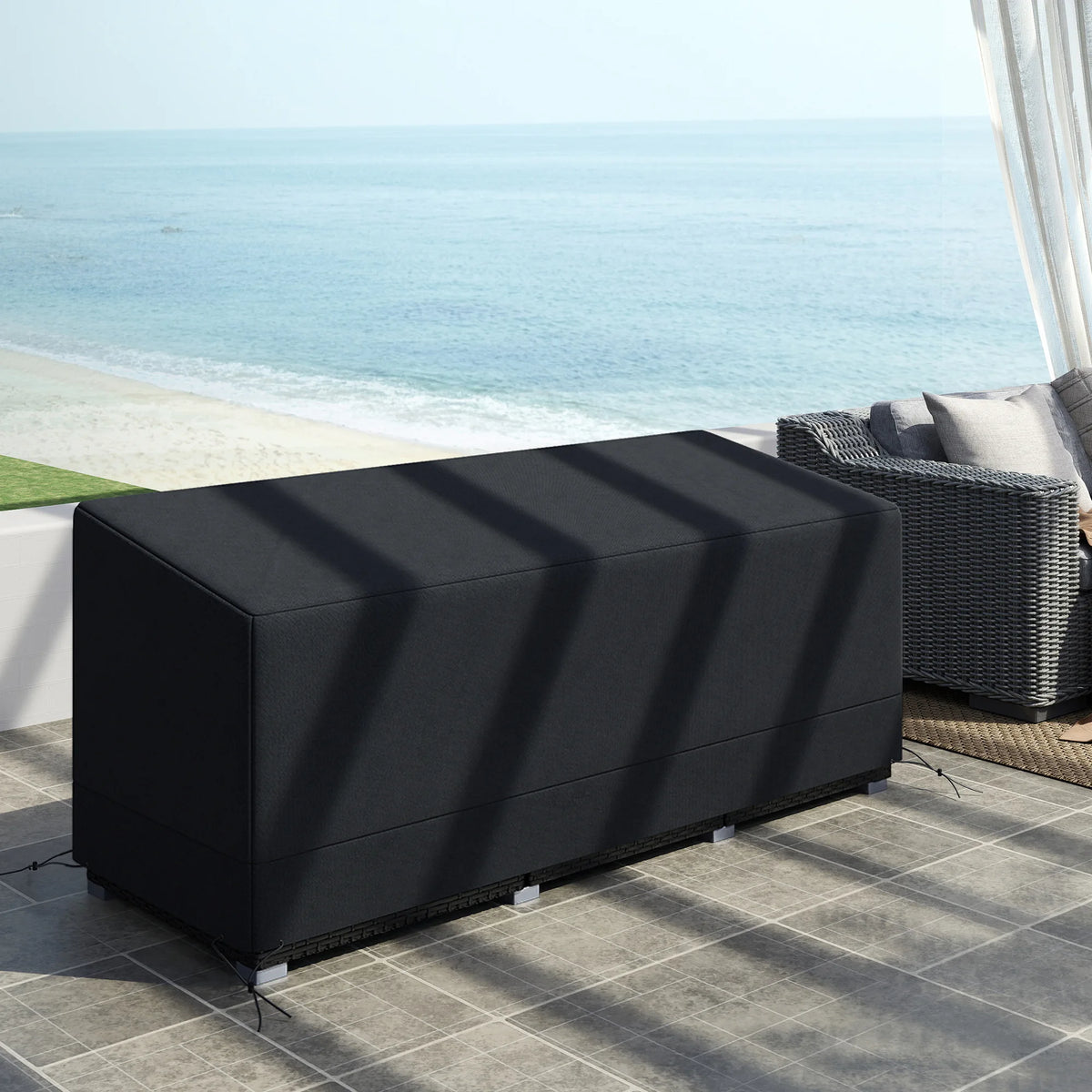 190x72cm Outdoor Garden Rattan Furniture Protective Cover for 3 Seater Sofa