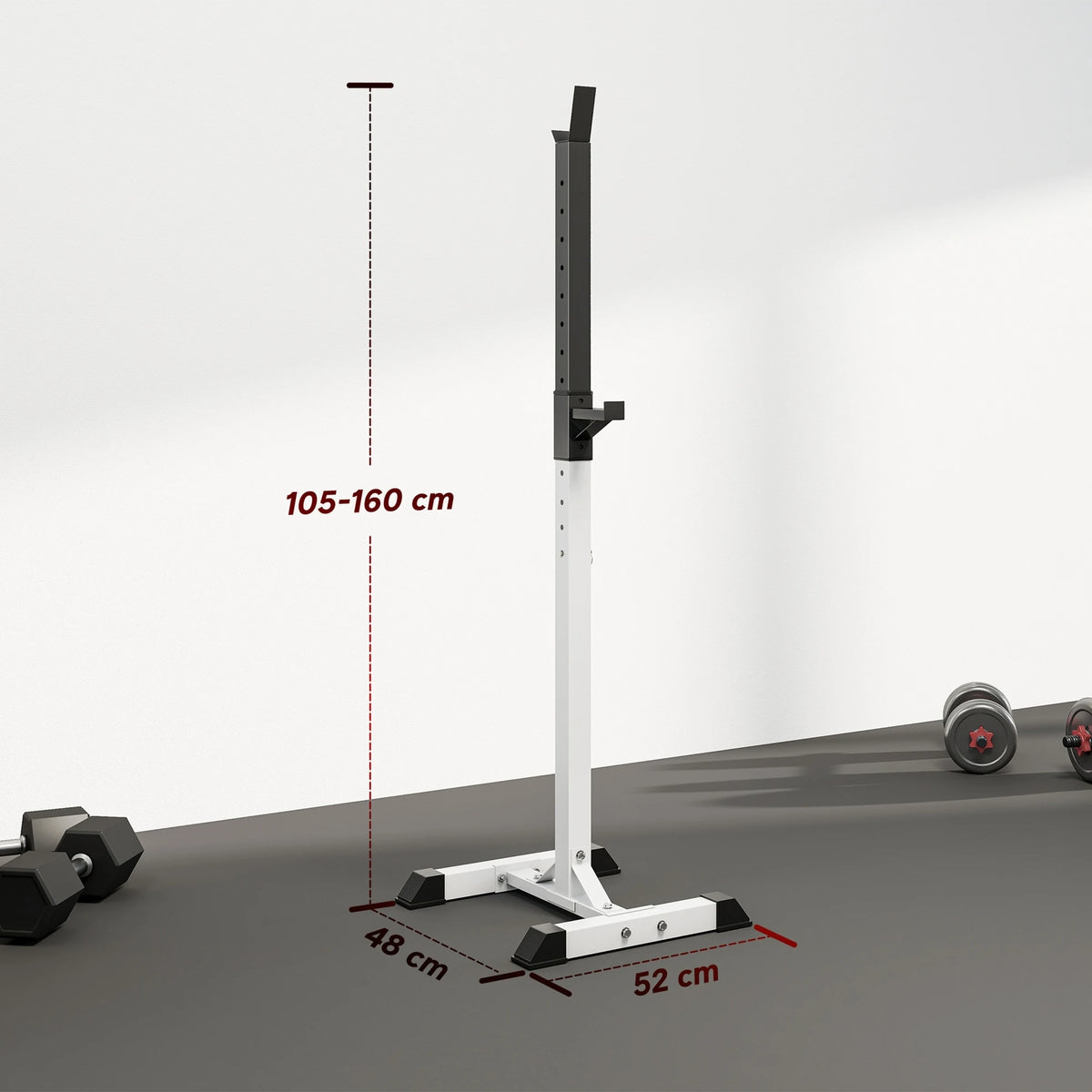 Adjustable Barbell Squat Stands, Pair, 105–160cm, 150kg Max Load, Black