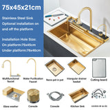 304 Stainless Steel Waterfall Kitchen Sink with Digital Display Faucet Set – Single Bowl with Soap Dispenser & Cup Washer