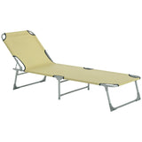 Foldable Reclining Sun Lounger Camping Bed with 4-Position Adjustable Backrest and Oxford Fabric