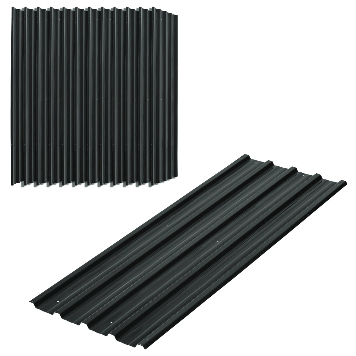 12 Pack Corrugated Galvanised Steel Roofing Sheets, 129 x 45cm, Dark Grey