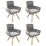 Grey Velvet Swivel Dining Chair Set of 2 4 or 6 with Armrests | 360° Luxury Leisure Chair with Metal Legs