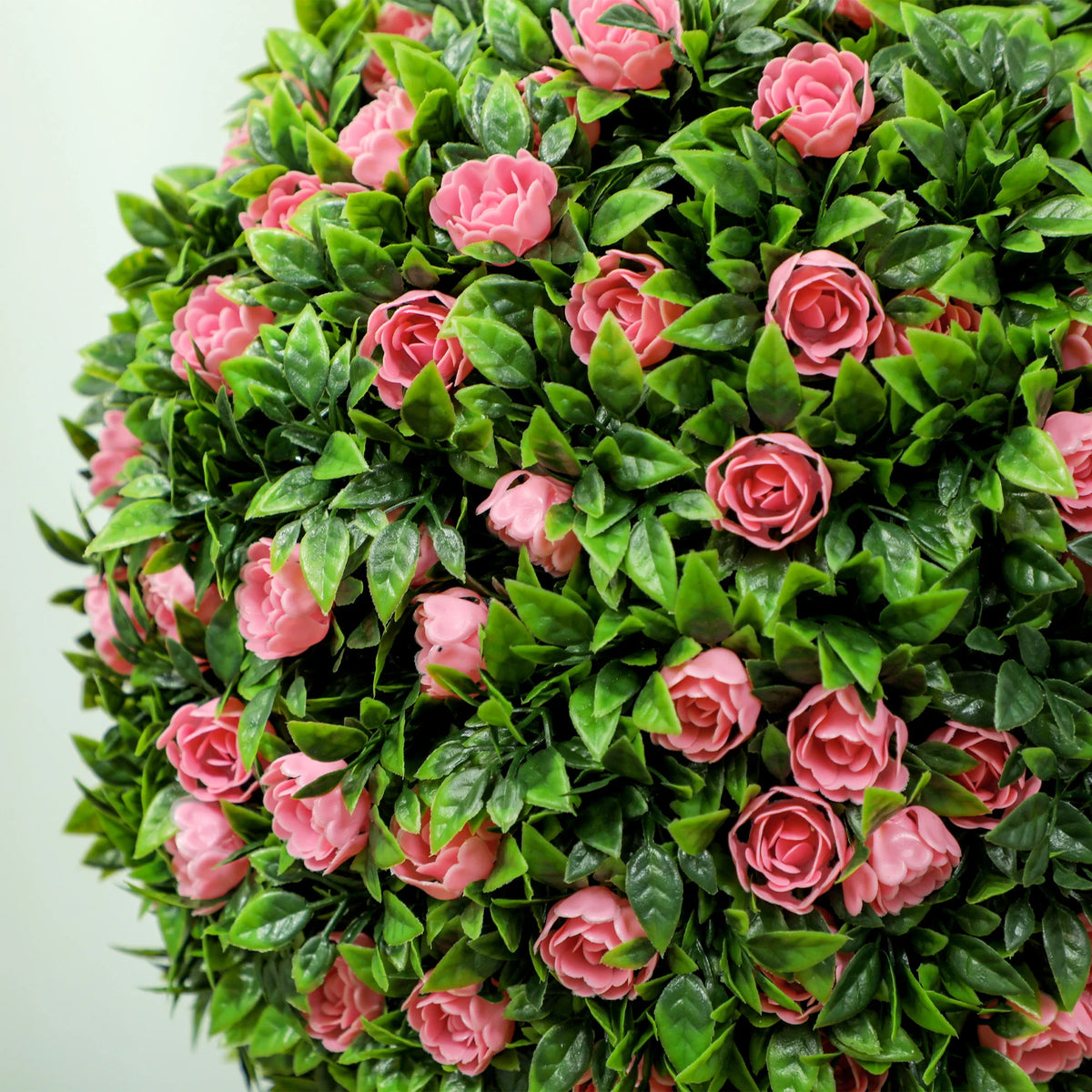 Set of 2 Artificial Ball Topiary Trees with Rose Flowers 60cm Potted UV Resistant Faux Plants Pink