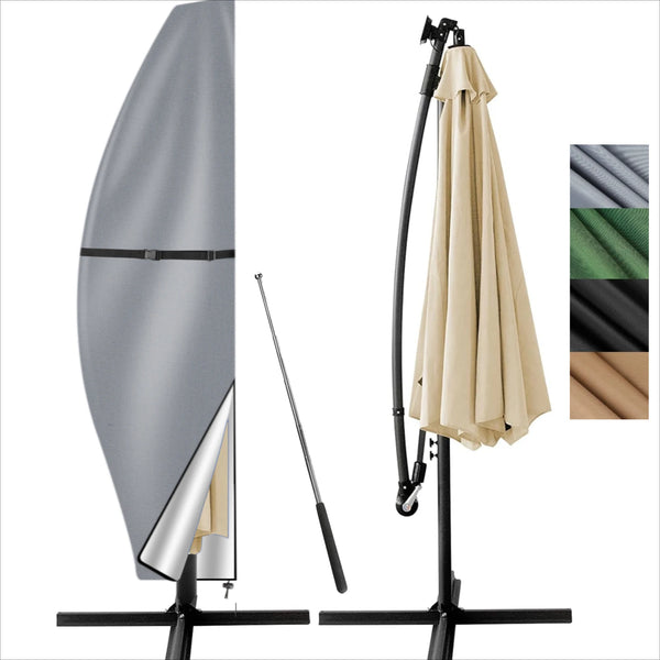 Patio Umbrella Cover for Offset Cantilever Banana Parasols, Waterproof with Zip and Rod
