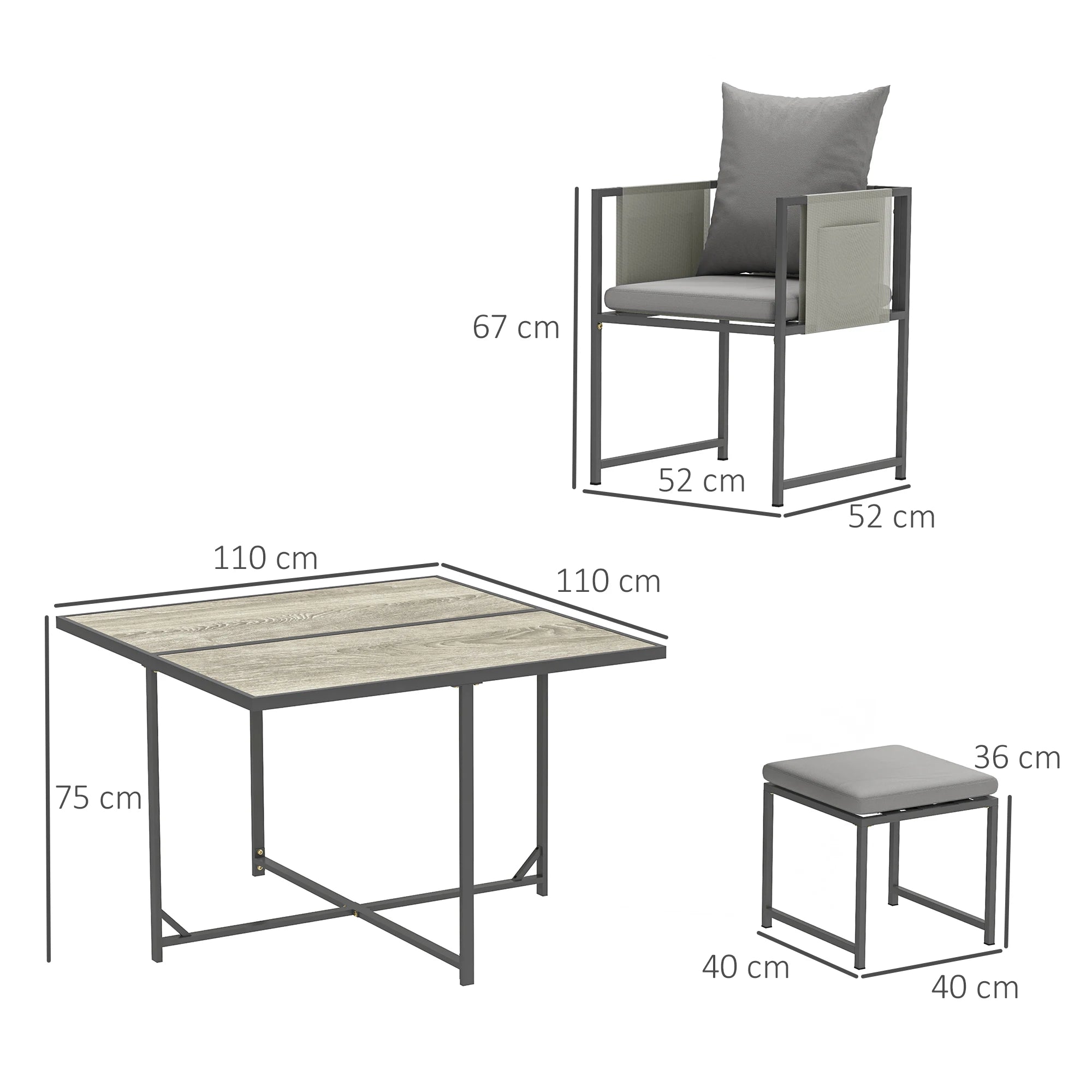 Outsunny 9-Piece Garden Dining Set | 8-Seater Cube Outdoor Furniture with Cushions & Footstools