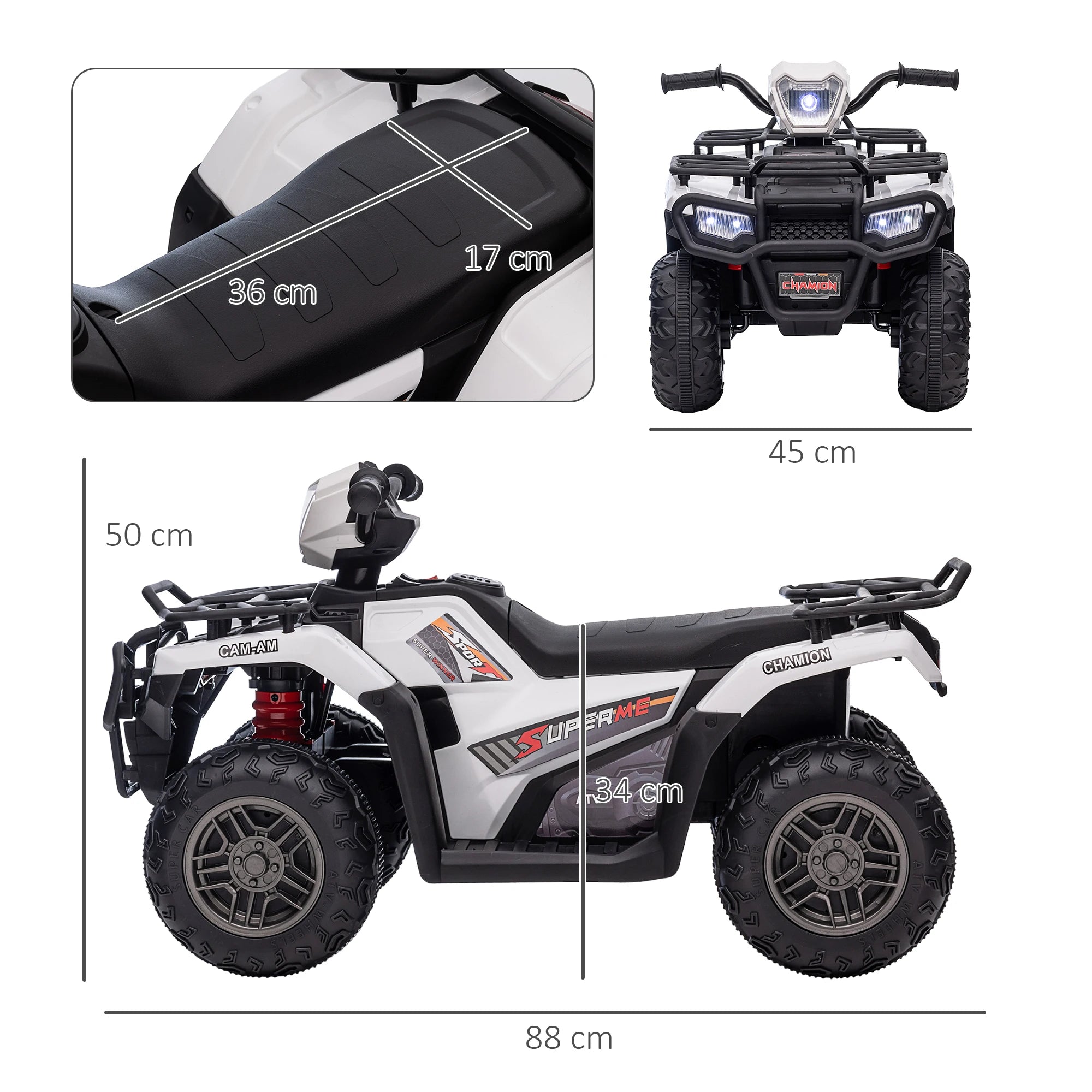 12V Kids Electric Quad Bike | LED Headlights, Music & USB Port Ride-On Ages 3–5