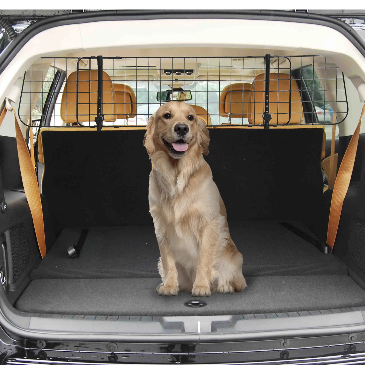 Adjustable Dog Car Barrier, Ventilated Mesh Pet Guard for Boot, 91-152cm