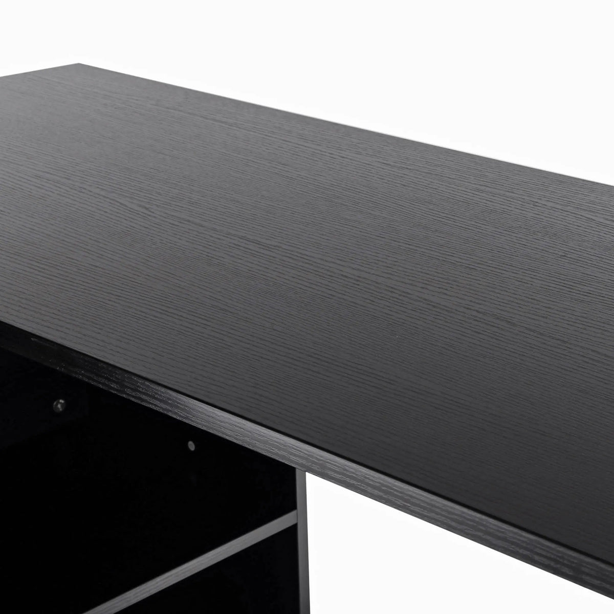Convertible L-Shaped Computer Desk with File Cabinet, Drawers and Shelves, Black