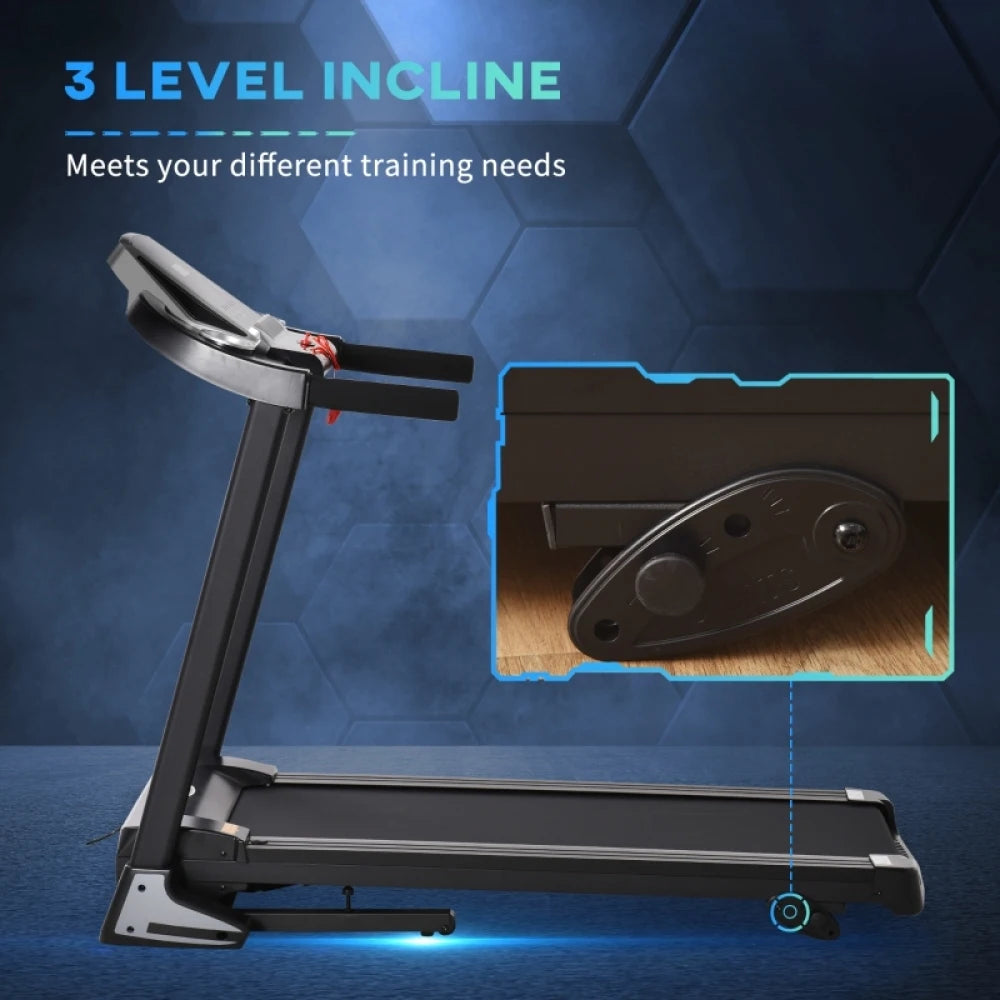 Folding Treadmill 2.0HP Incline 12.8km/h LED Display 12 Preset Programs Drink Phone Holder for Home Gym