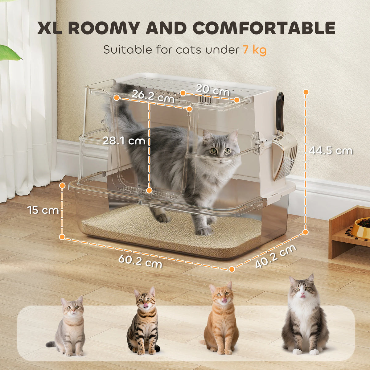 XL Stainless Steel Cat Litter Tray with Dual Entry, Light Grey