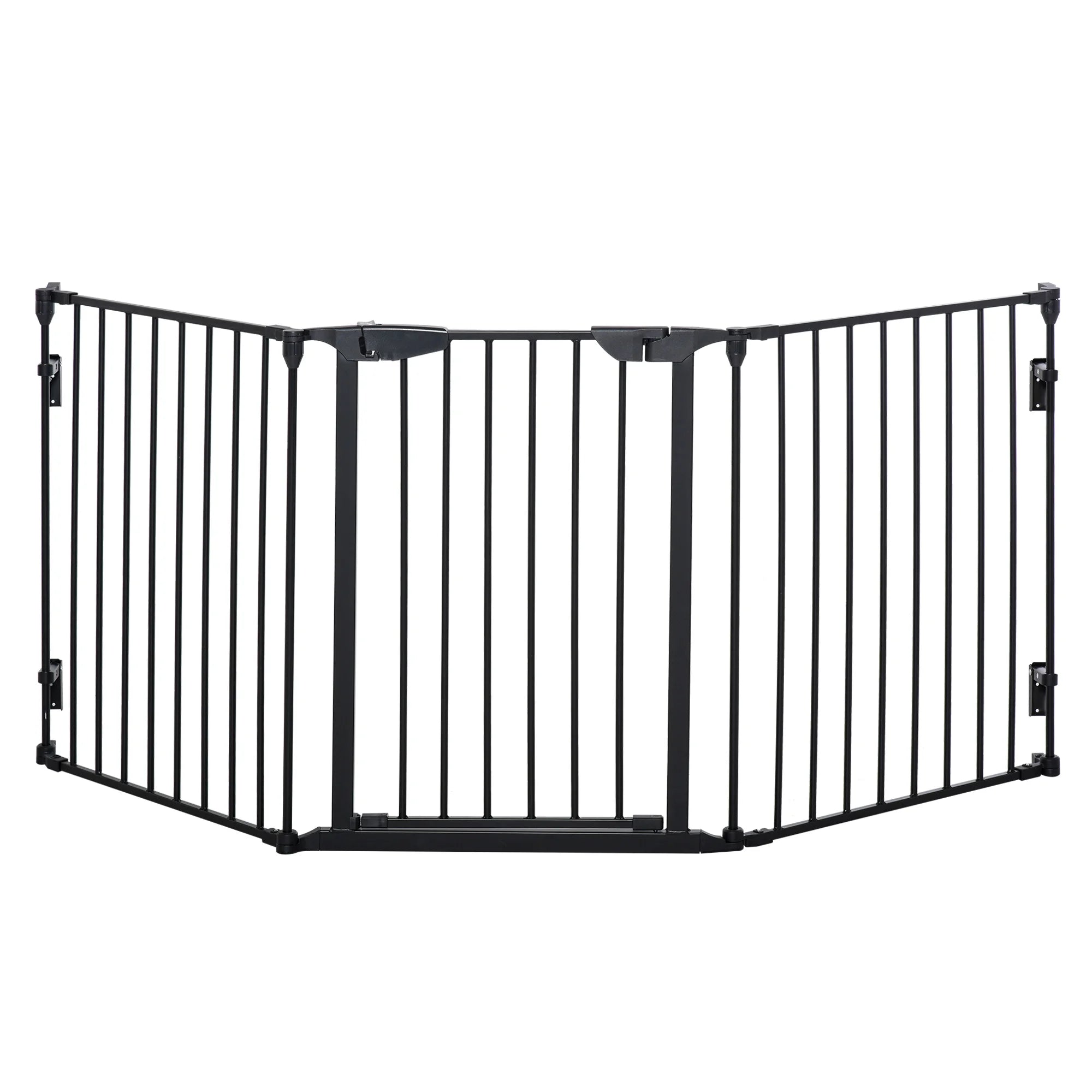 3 Panel Pet Safety Gate Playpen Metal Fence with Walk Through Door Auto Close and Flexible Shape Configuration