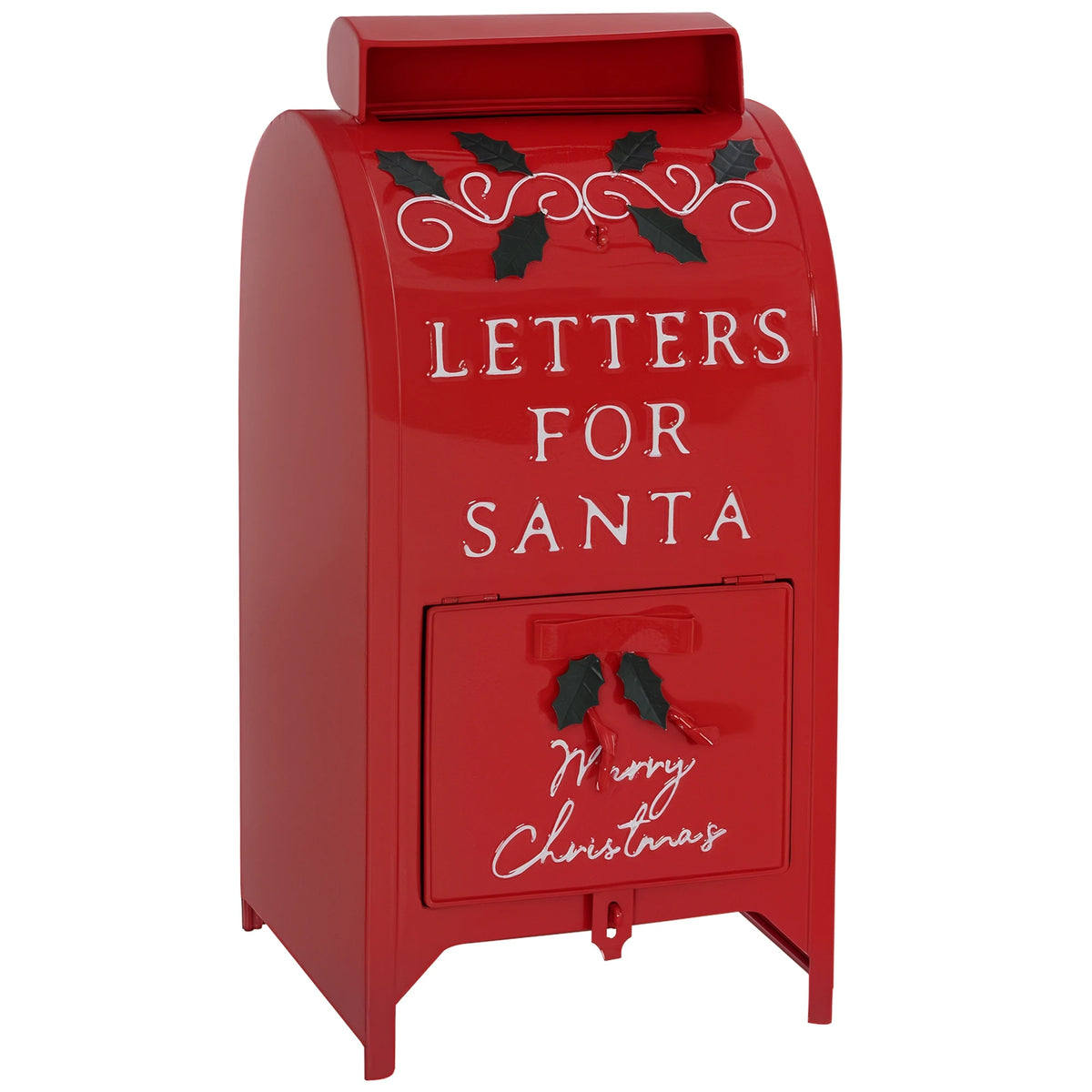 Letters to Santa Christmas Post Box, Steel Mailbox with Padlock Slot, Red