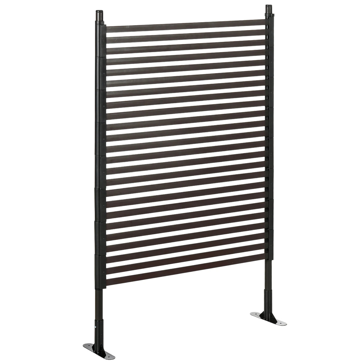 Decorative Metal Garden Fence Panel with Feet and Ground Spikes, Brown