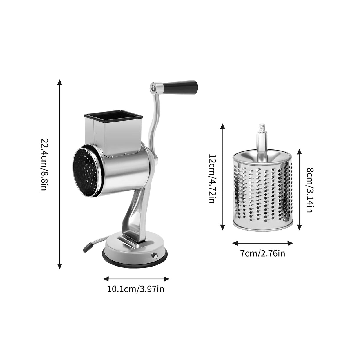 Rotary Cheese Grater with 5 Blades Manual Vegetable Slicer Nut Grinder Kitchen Tool