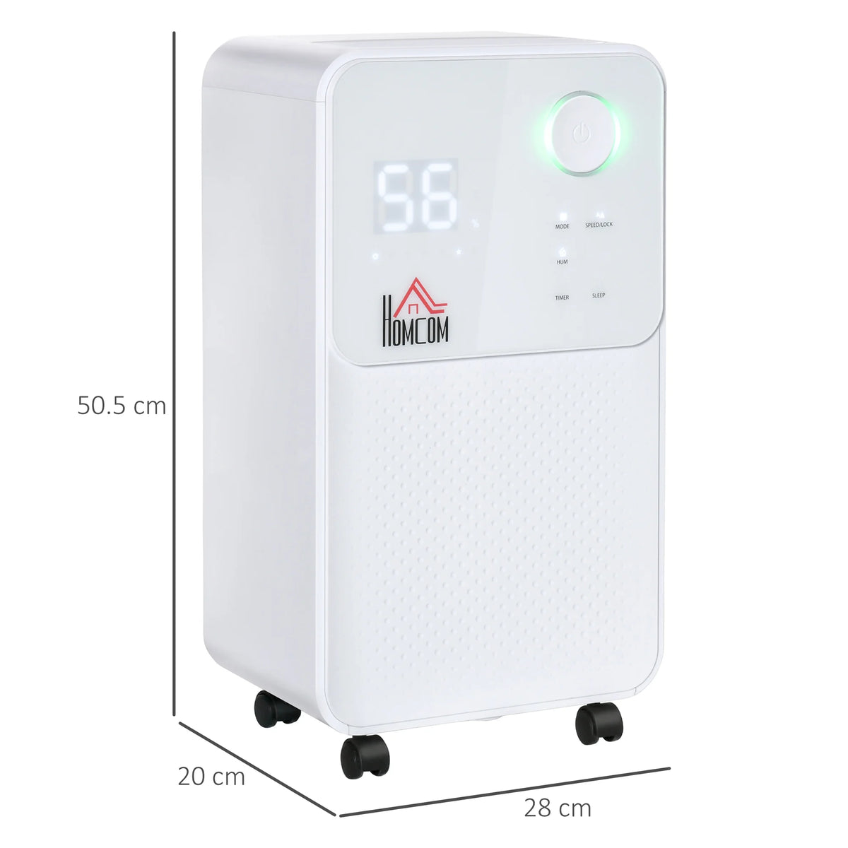 12L/Day Portable Dehumidifier with 2L Tank, Quiet 38dB Operation, White