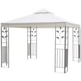 3 x 3m Garden Gazebo Pavilion with Decorative Cut-Out Frame, 2-Tier Roof and UV-Resistant Canopy