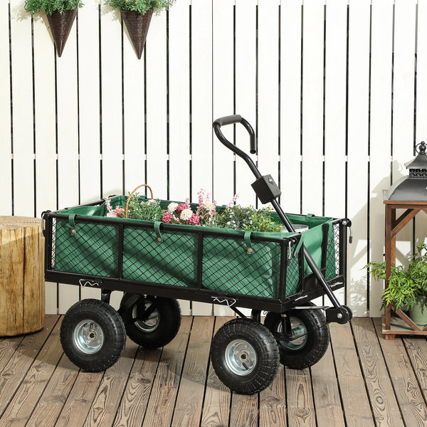 Heavy Duty Garden Trolley with Removable Liner and Removable Sides, 300kg, Green