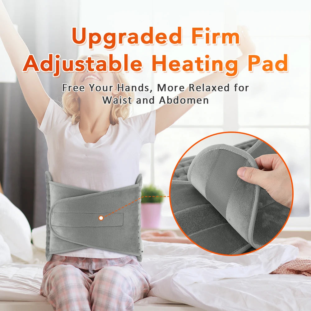 Electric Heating Pad Belt 60 x 30cm with Hand Warmer Pocket, 10 Heat Settings, UK Plug