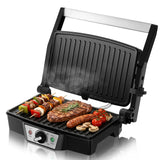 1500W Electric Panini Press Non-Stick Grill with Adjustable Temperature Large Cooking Plate and Anti-Slip Feet for Kitchen Use