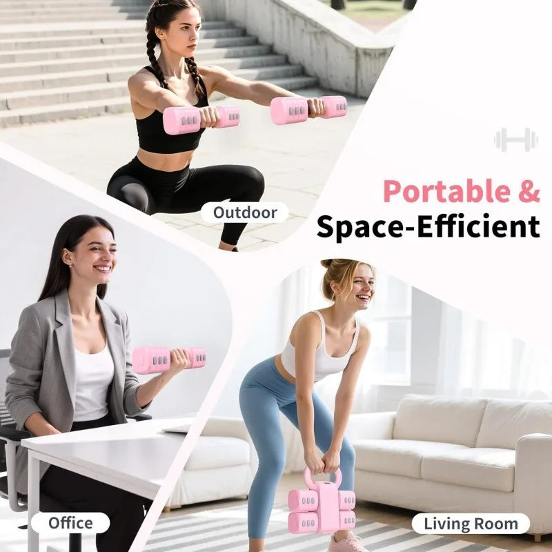 2 in 1 Adjustable Dumbbell and Kettlebell Set Convertible Home Gym Weights with Adjustable Loading