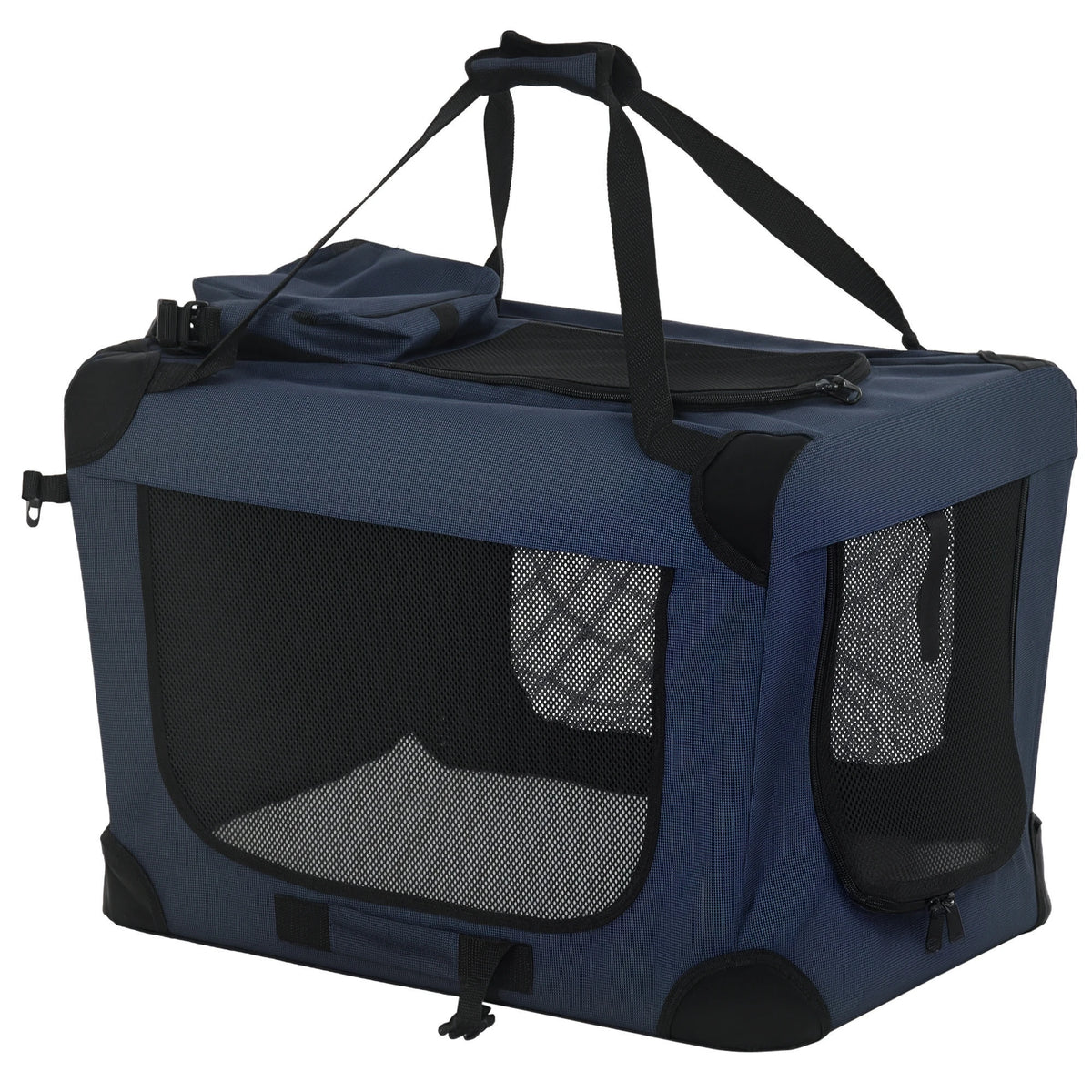 60cm Folding Soft Pet Carrier for Small Dogs and Cats with Cushion and Storage Bags, Dark Blue