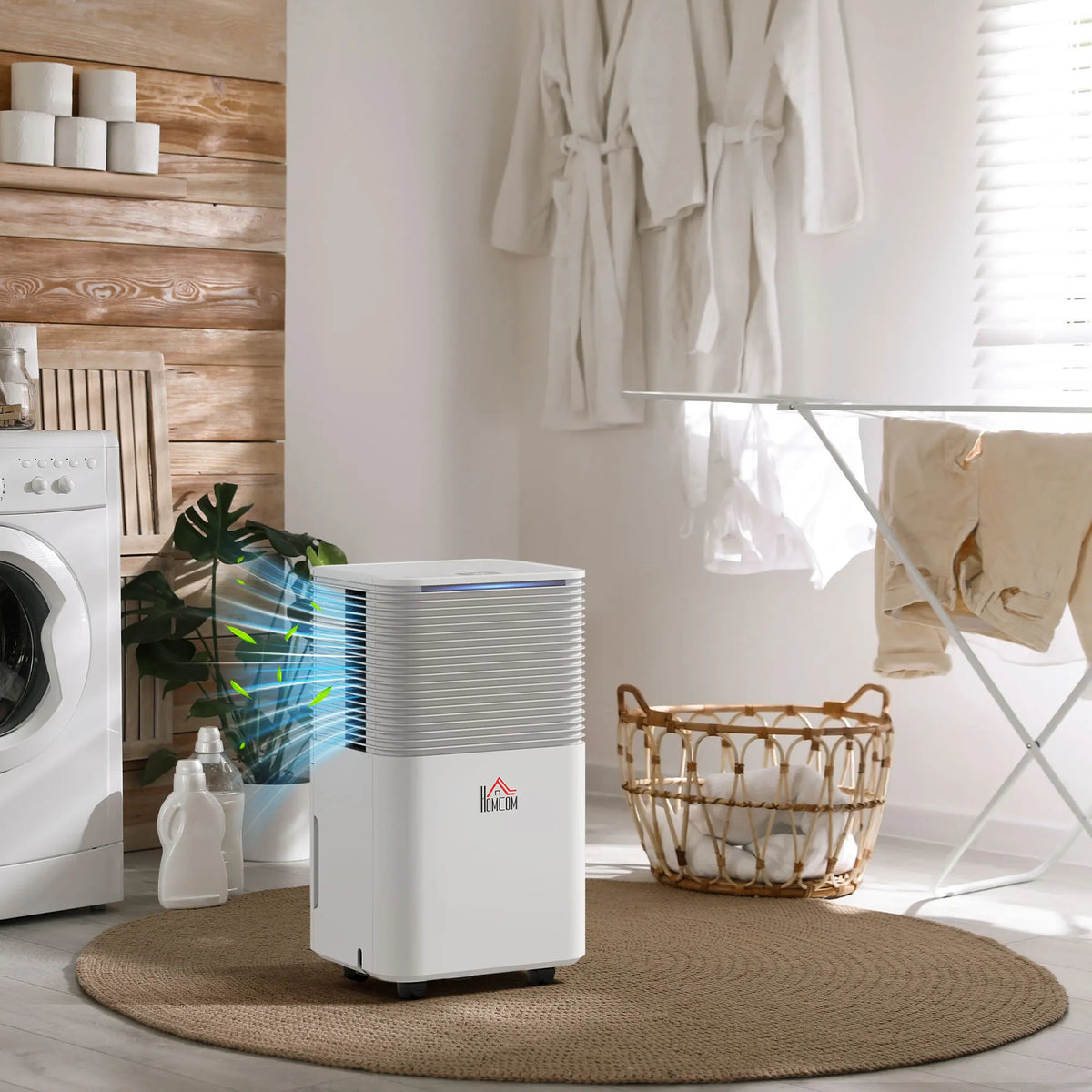 10L/Day Portable Dehumidifier with 2L Tank and Child Lock, Quiet 38dB, White
