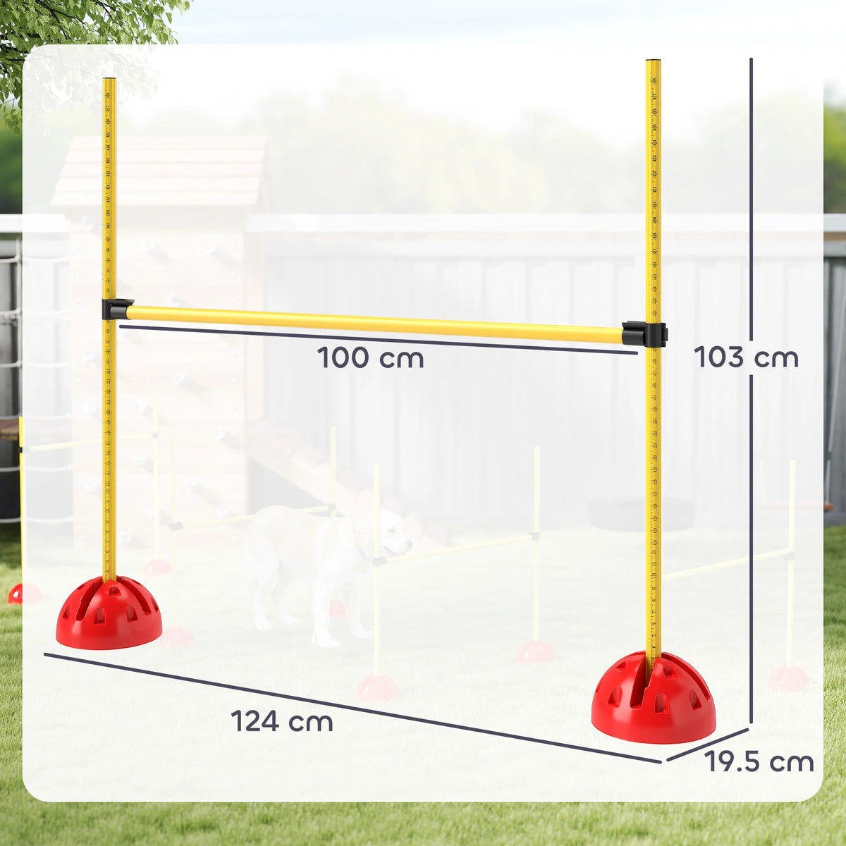 4-Piece Dog Agility Hurdle Set with Adjustable Jump Heights and Carry Bag