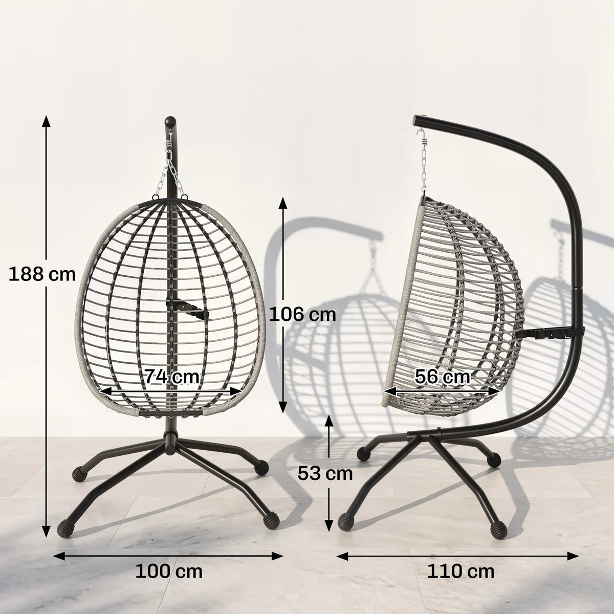 Hanging Swing Chair with Thick Padded Cushion and Cup Holder