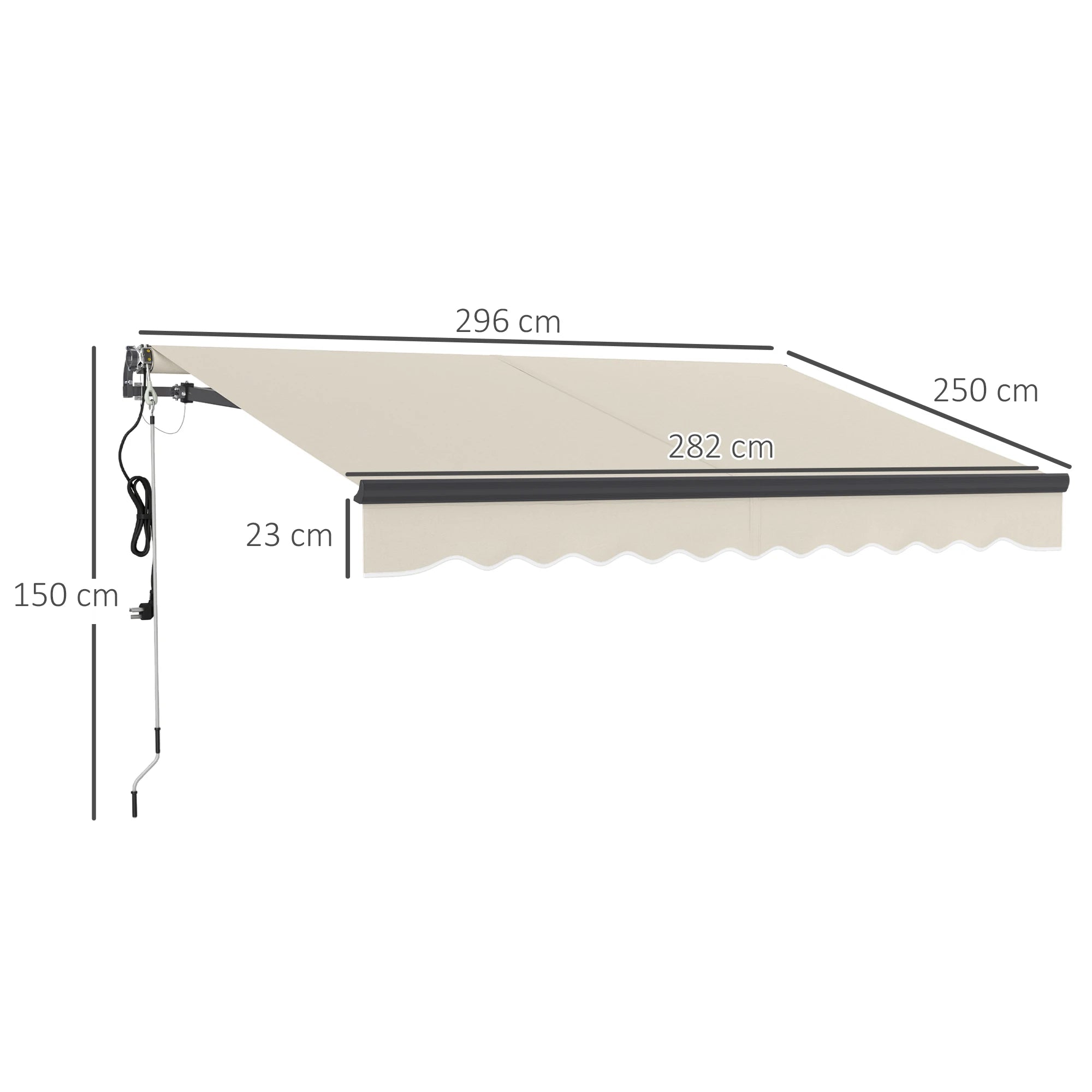 3x2.5m Electric Retractable Awning with Remote Control 280g UV30+ Polyester Aluminium Frame Patio Canopy Beige