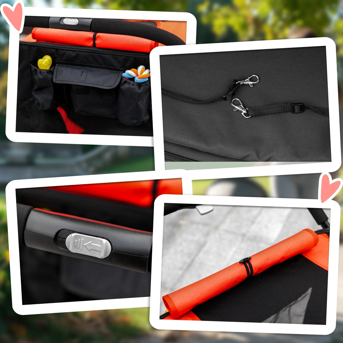 Foldable Dog Carriage w/ Universal Wheels, Shock Absorber