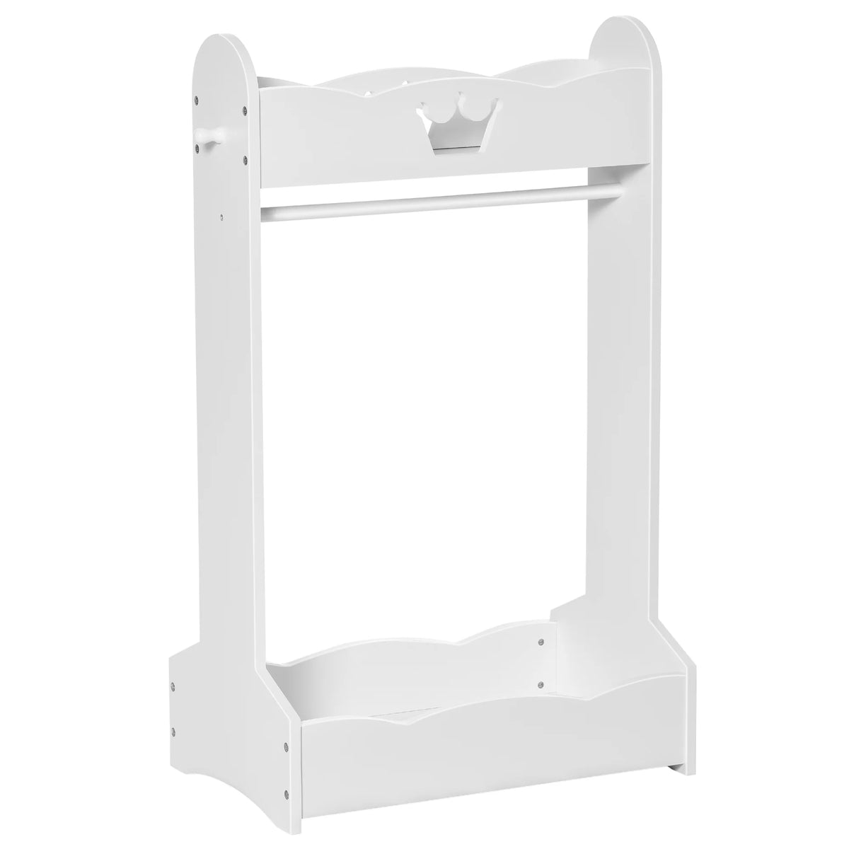 Kids Wooden Clothes Rack with Storage Shelves, Freestanding Hall Tree, White