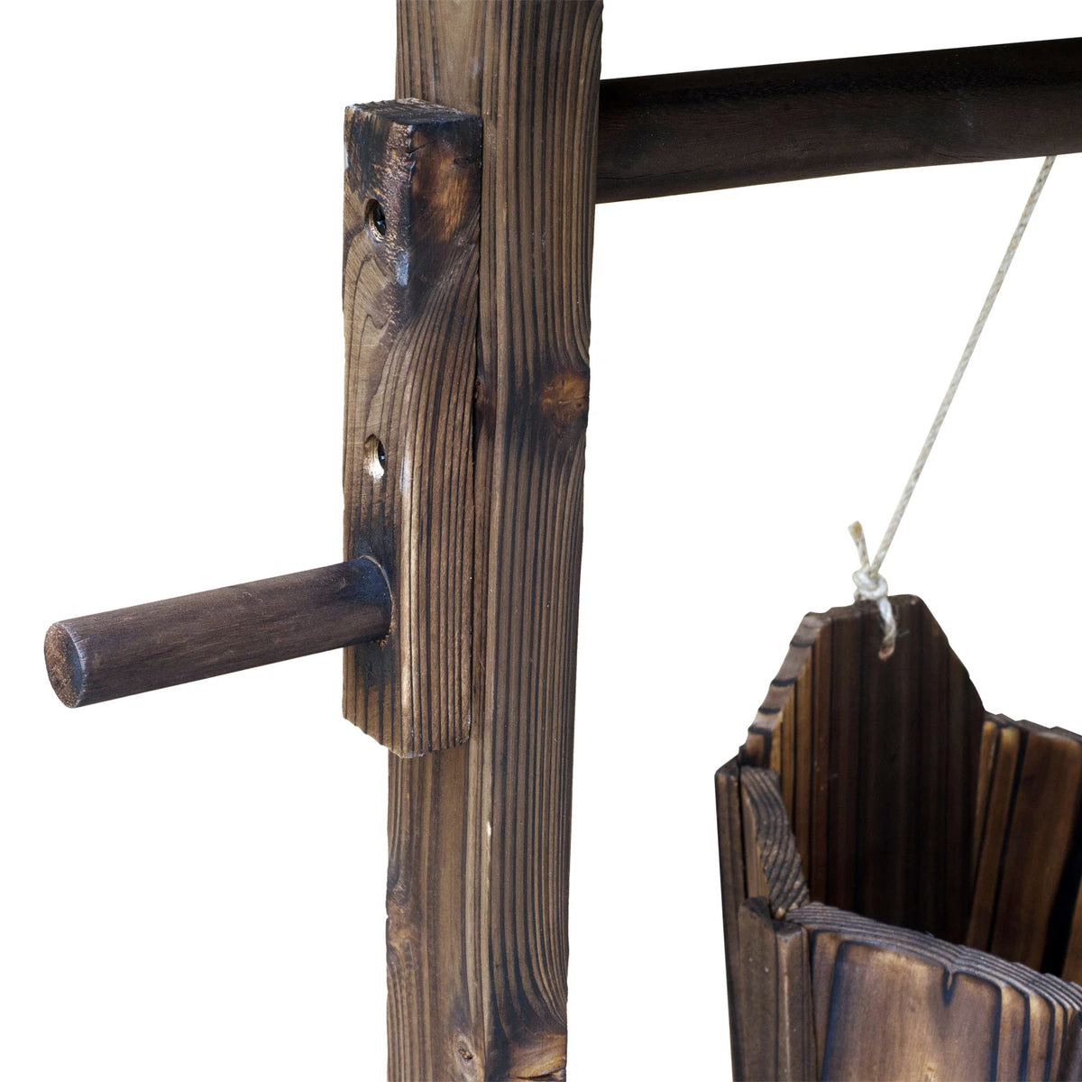 Wooden Wishing Well Garden Planter with Hanging Bucket