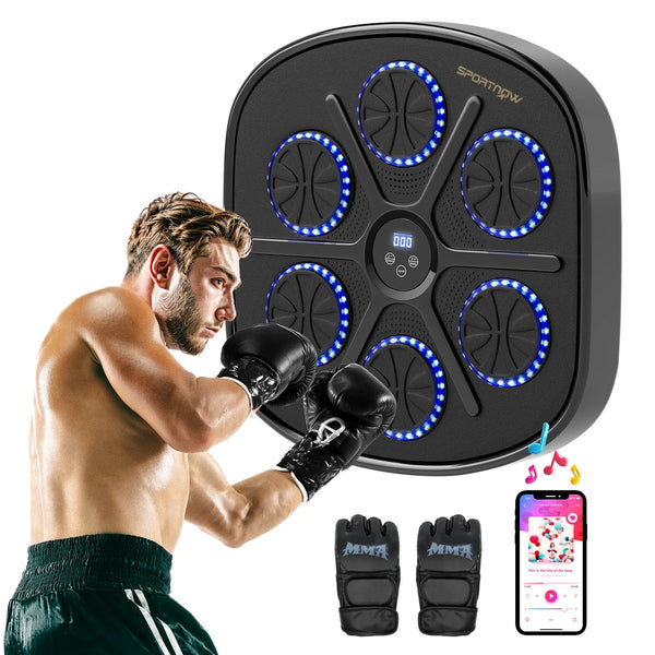 Wall-Mounted Music Boxing Machine with Bluetooth and LED Lights