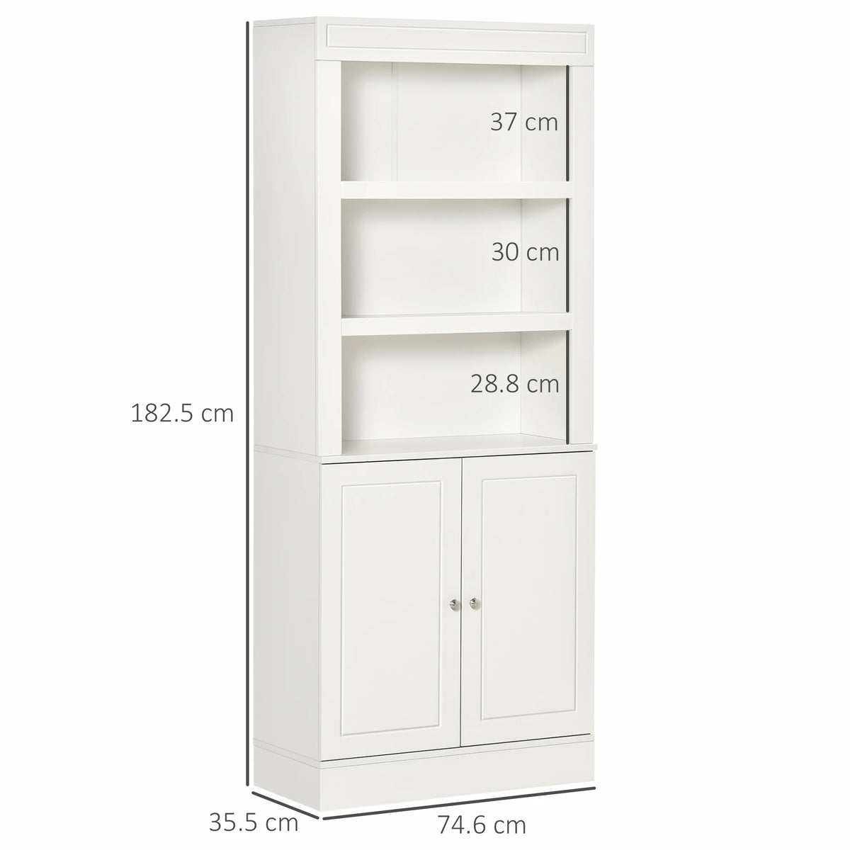 Modern Kitchen Cupboard, Storage Cabinet with Adjustable Shelves, White
