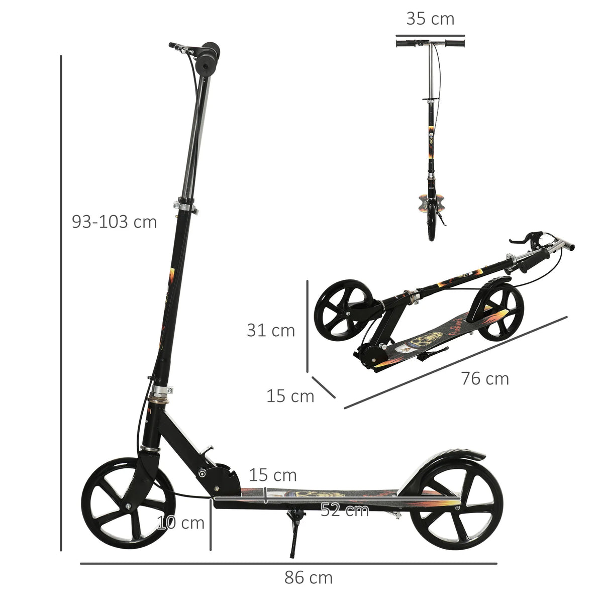 Foldable Kick Scooter for Kids w/ Adjustable Height, Brake, Big Wheels