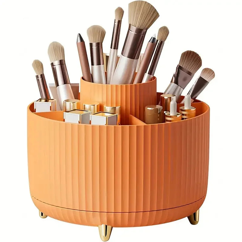RONSLORE 360° Rotating Makeup Brush Holder | 5-Slot Desktop Organizer for Vanity & Bathroom