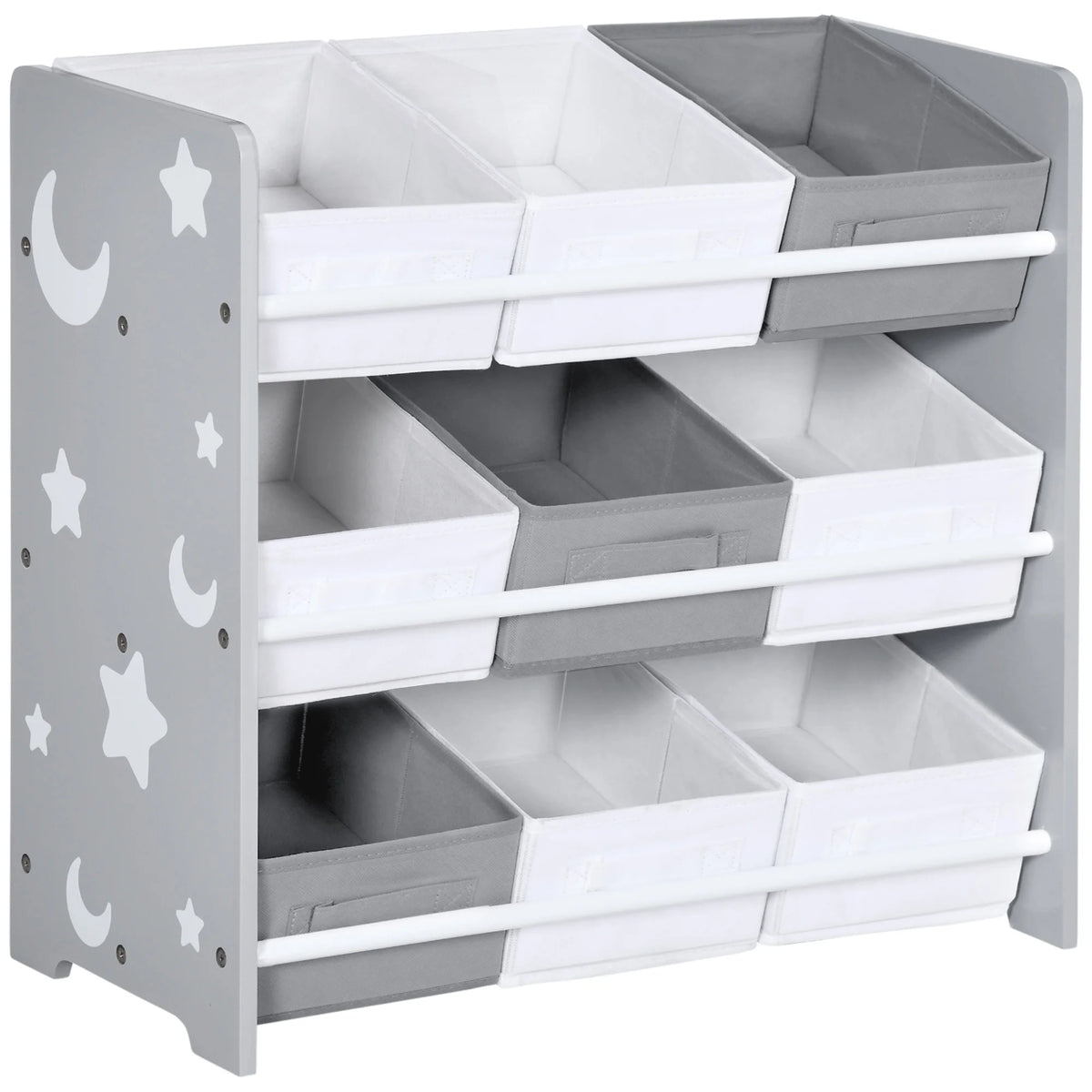 Kids Storage Unit with 9 Removable Baskets 63x30x60cm Toy Organiser Bookshelf MDF Rounded Edges