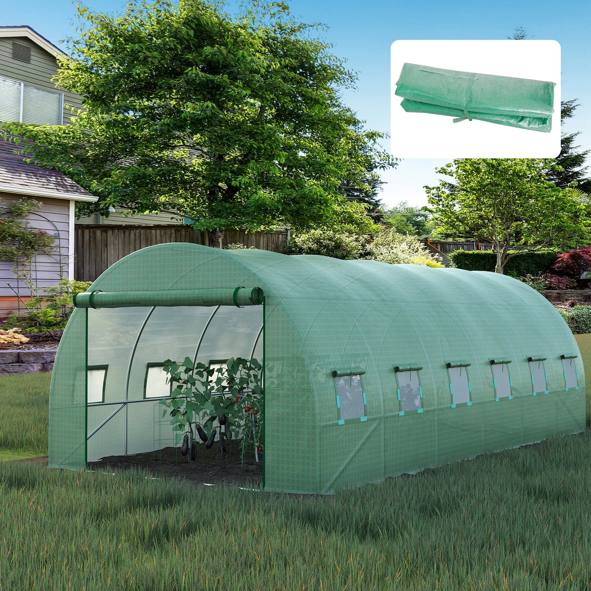 6 X 3 X 2m Greenhouse Replacement Cover Only for Tunnel Walk-In Greenhouse