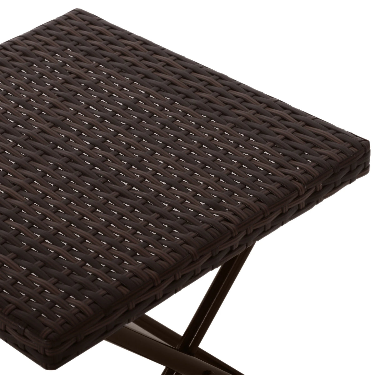 Garden Small Folding Square Rattan Coffee Table, Bistro Balcony Outdoor Wicker Side Table, 40H x 40L x 40W cm, Brown