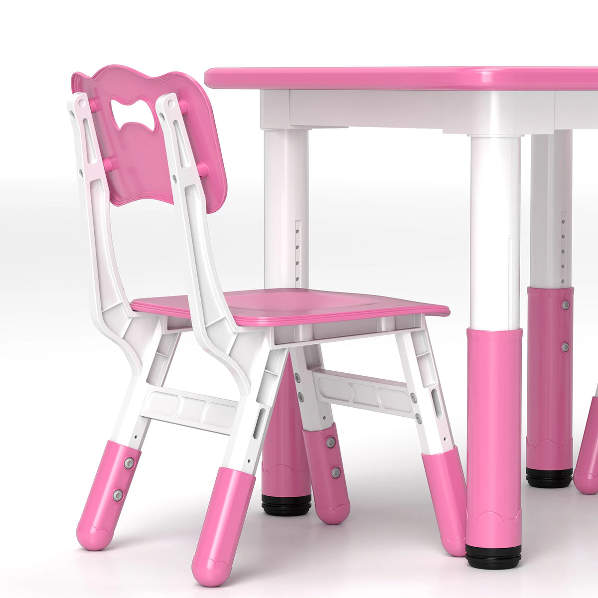 Kids Table and Chair Set, Height Adjustable, Easy to Wipe, Pink