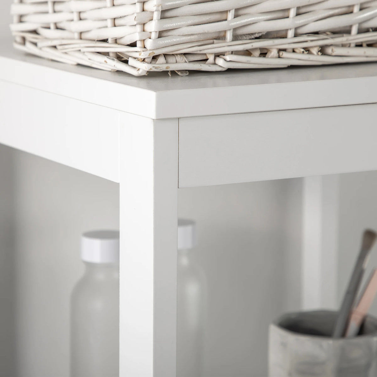 Tall Slim Bathroom Cabinet with 3 Drawers and 2 Open Shelves, White