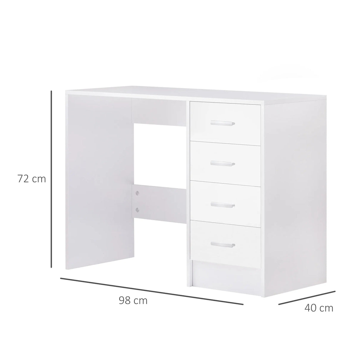 Computer Writing Desk with 4 Drawers, High Gloss Home Office Workstation