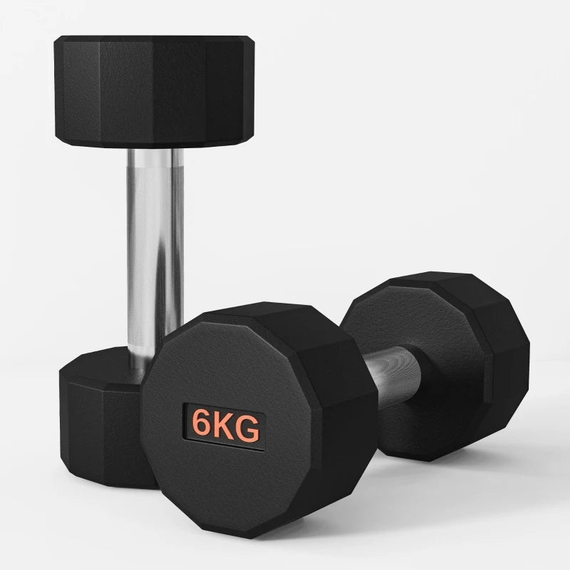 2 x 6kg Dumbbells Set 12 Sided Anti-Roll Non-Slip Grip for Men Women Home Gym Workout