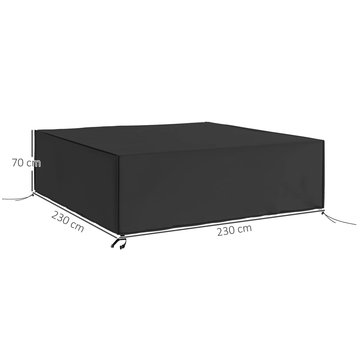 Garden Furniture Set Cover 230 x 230 x 70cm, 600D Oxford Square Patio Cover, Black